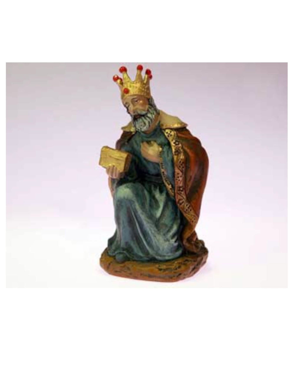 rey mago Melchor para belén azul y dorado en resina