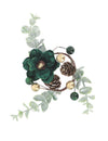 Servilletero Elegancia de terciopelo verde oscuro y dorado 14 cm
