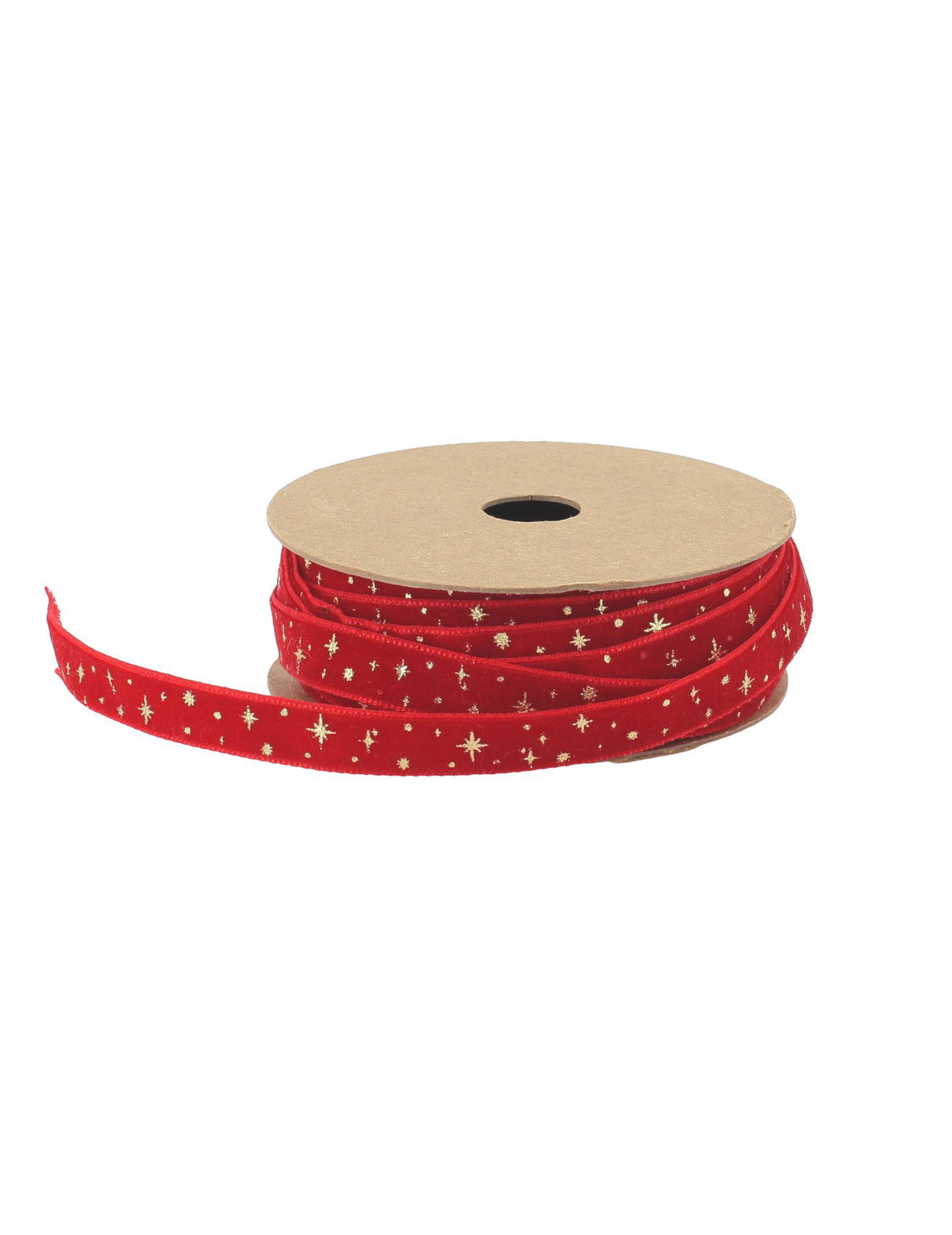Cinta estrellas terciopelo rojo y oro 1 cm x 3 m