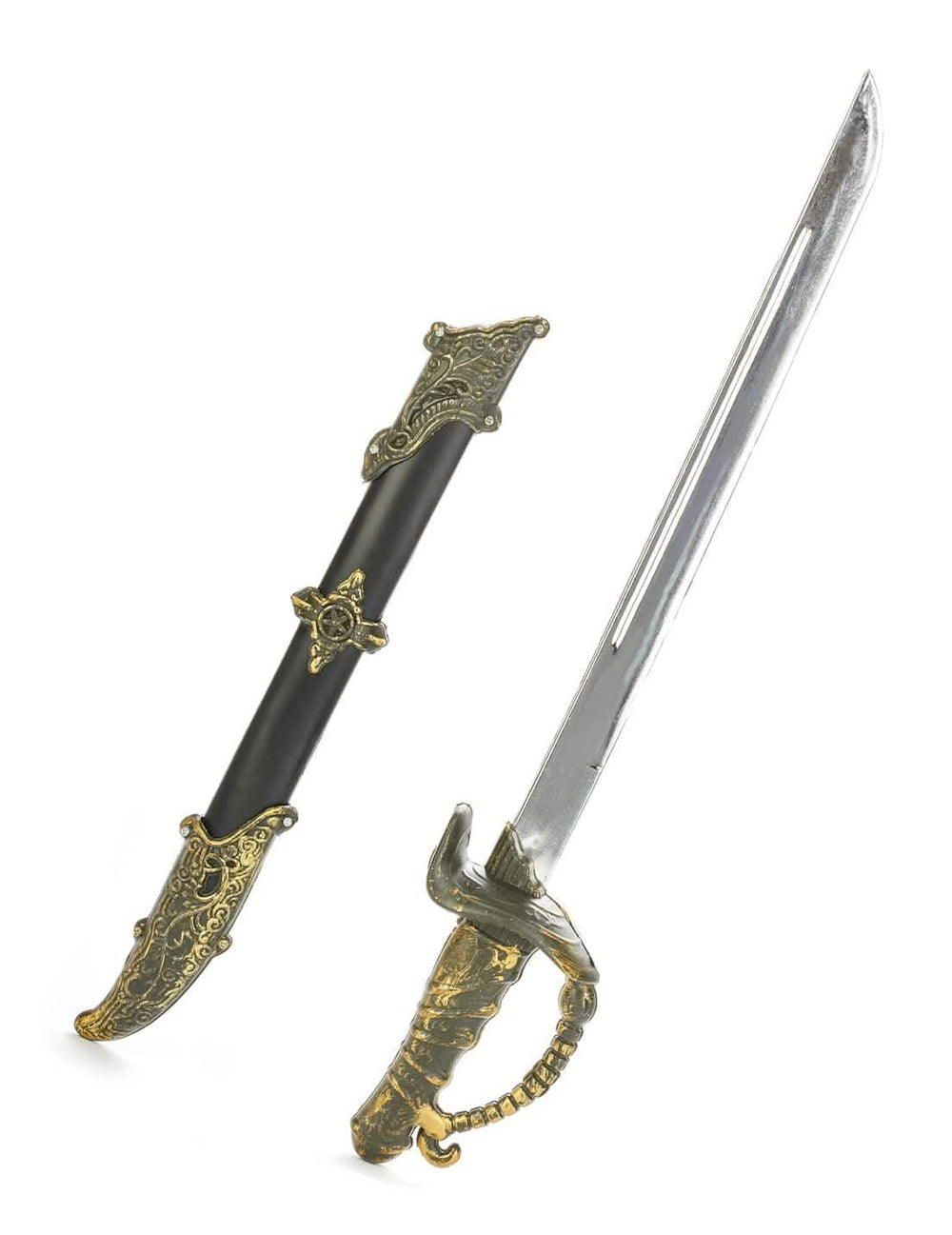 sable pirata para adulto negro y dorado con funda