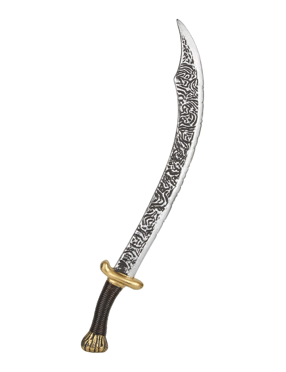 Sabre príncipe árabe para adulto plateado con motivos y guarda dorada