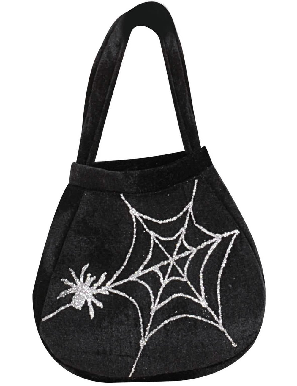 Bolsa de araña y tela para adulto negro y plateado con purpurina