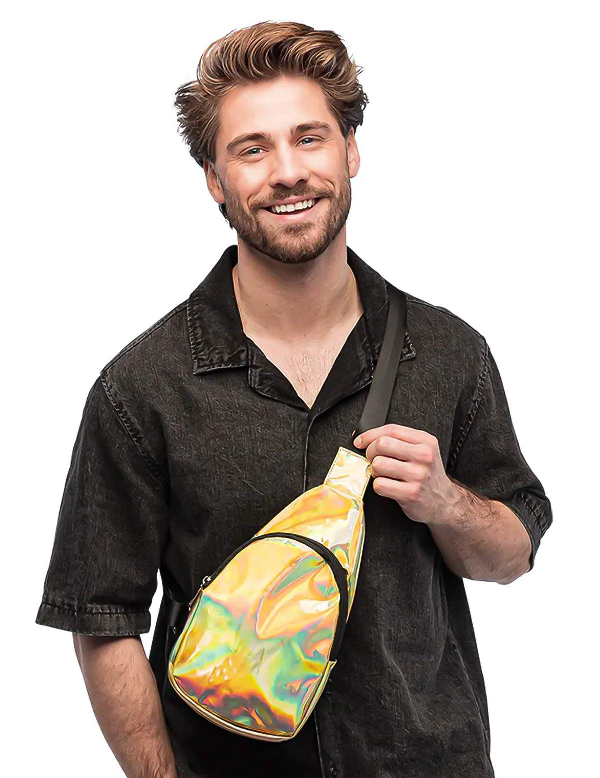 Sac bandoulière holographique pour adulte or