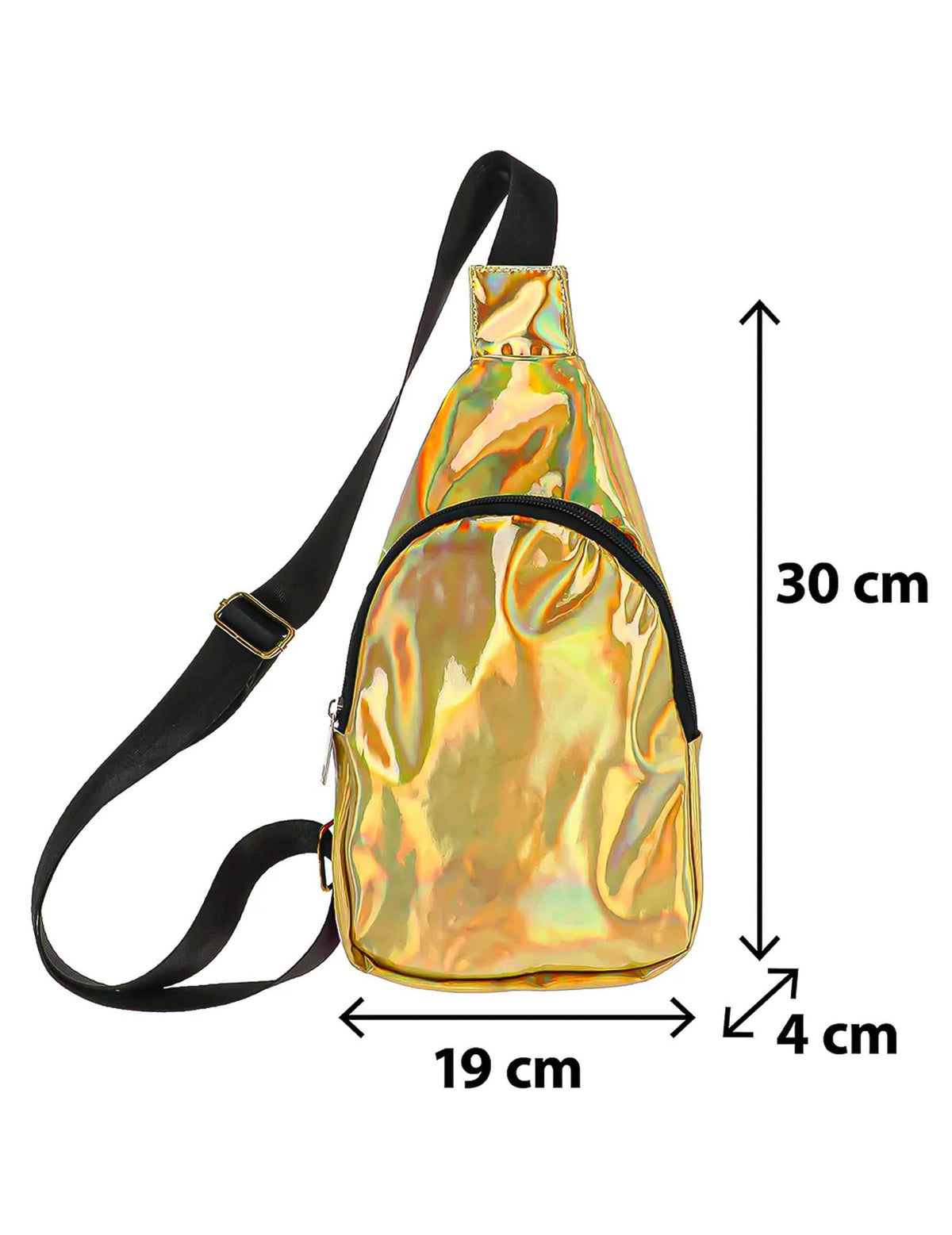 Dimensions du sac bandoulière holographique or