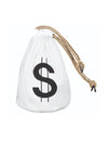 Sac dollar pour adulte blanc avec cordon doré et signe dollar noir