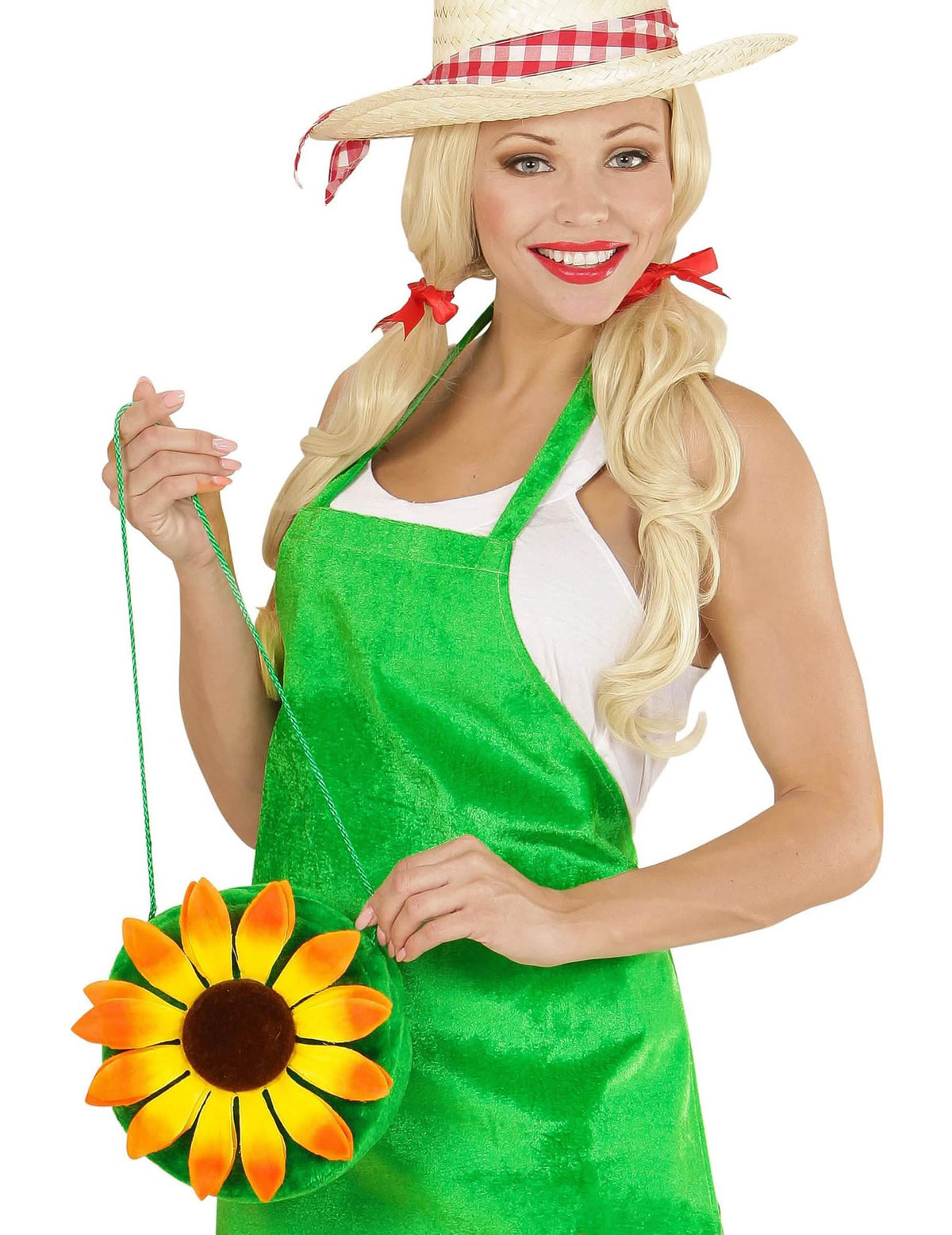 Bolsa hippie para mujer verde con flor de girasol