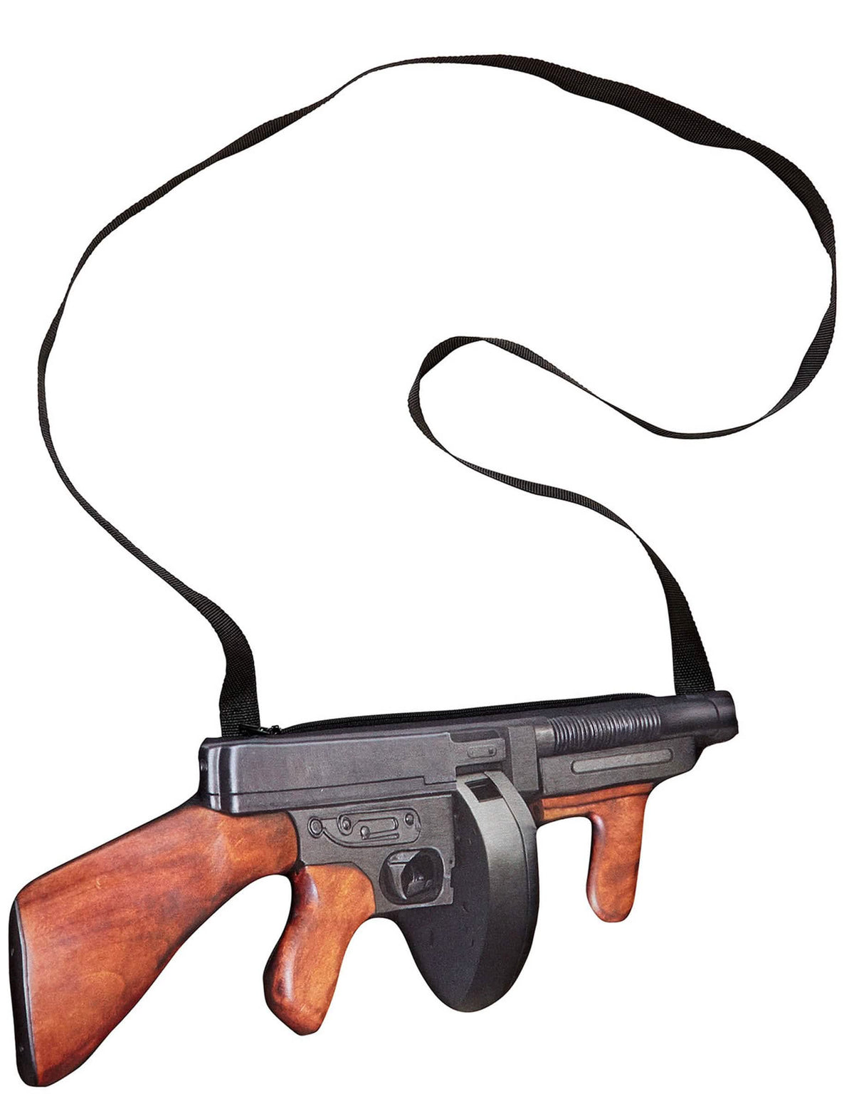 Bolso metralleta para adulto negro y marrón con bandolera