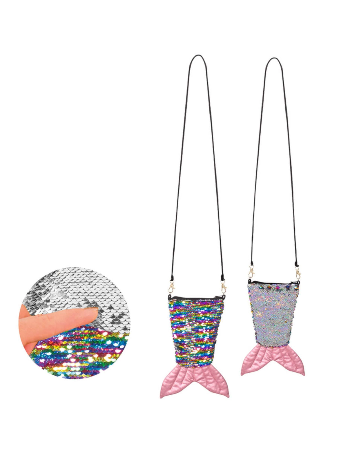 Falda cola de sirenas para adulto con purpurina arcoíris y plateado reversibles