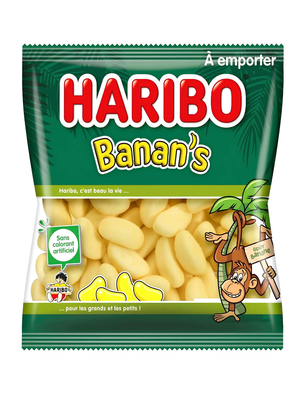 Paquete de caramelos de banana Haribo para adultos y niños amarillo