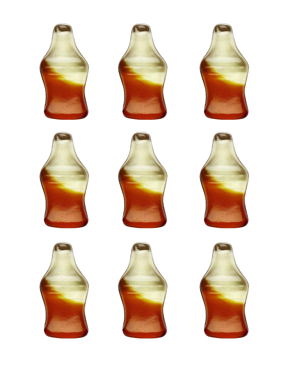 Detalle de los caramelos en forma de botella del paquete de caramelos Haribo Happy Cola