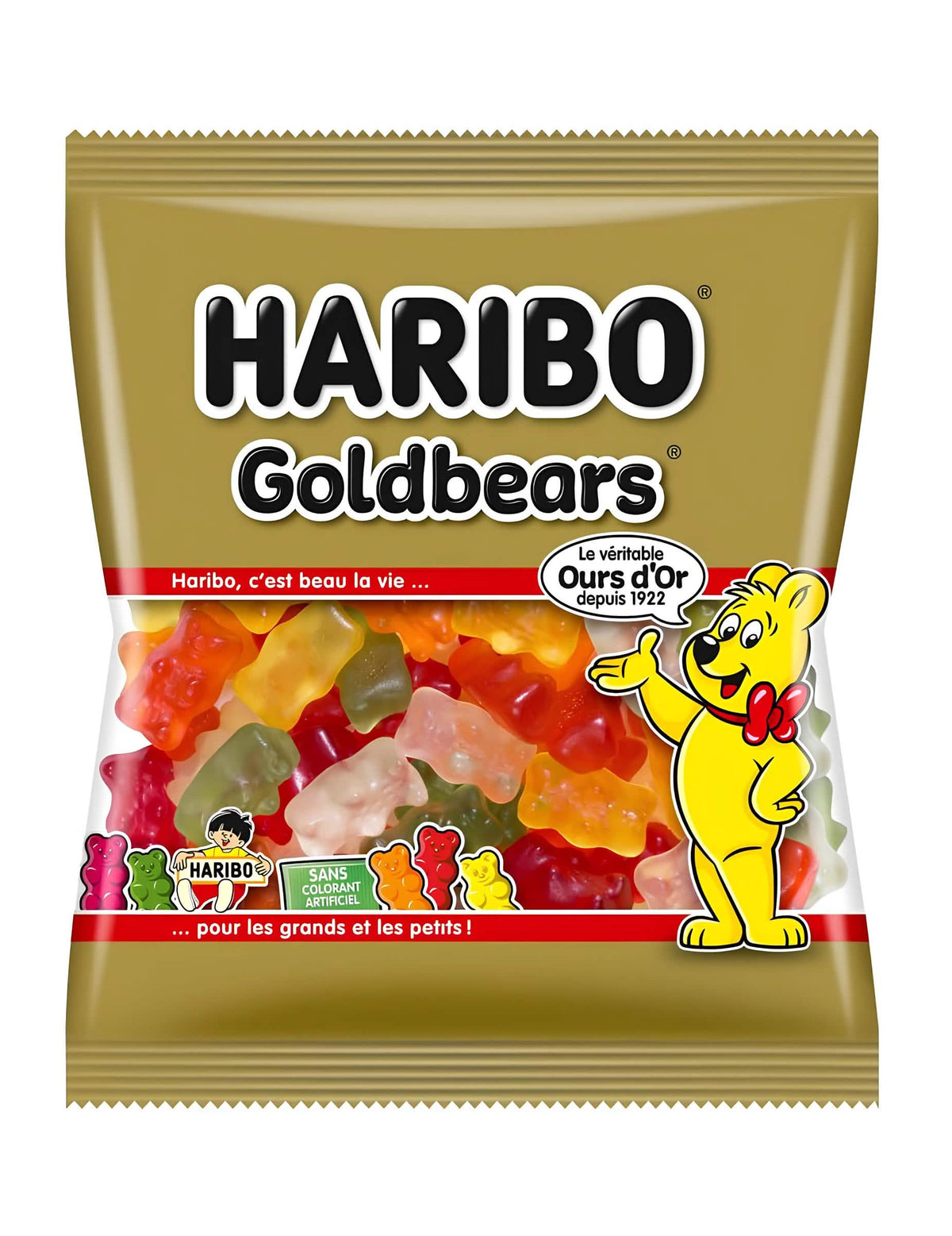 Sachet de caramelos Haribo L'osos de dorado para pequeños y grandes dorado