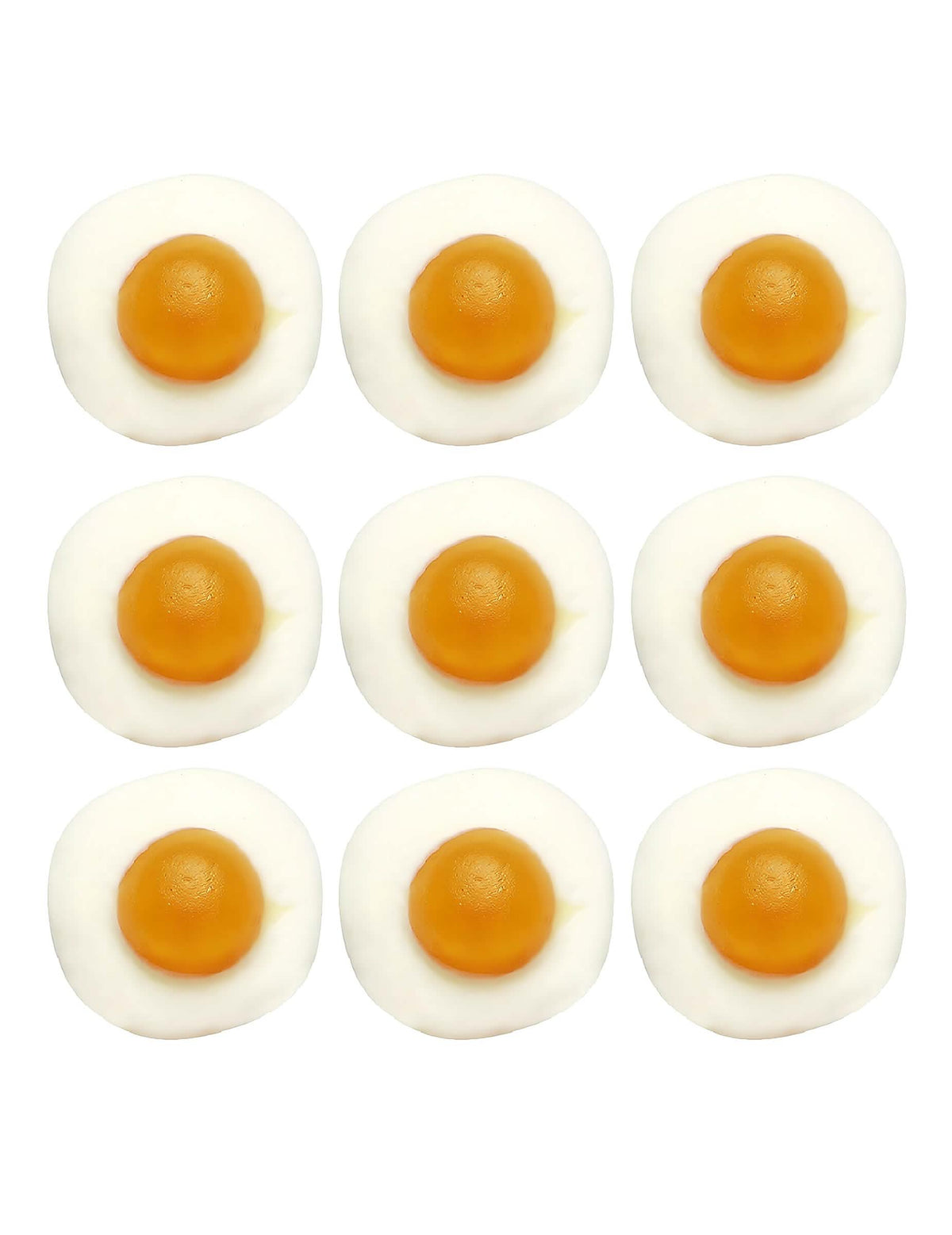 Vista detallada de los caramelos del paquete de caramelos Haribo Huevos fritos