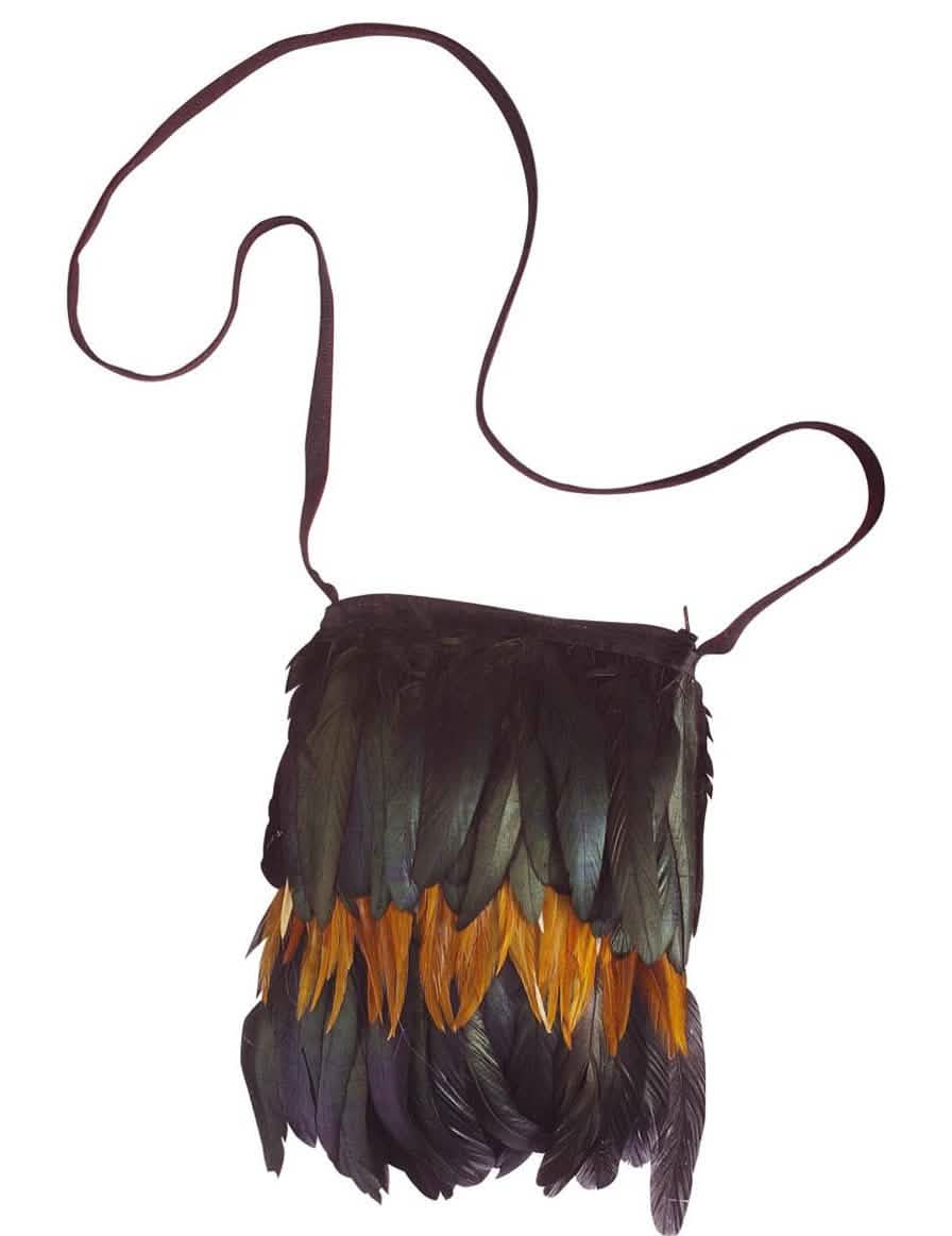 Bolsa india con plumas para adulto negra y naranja