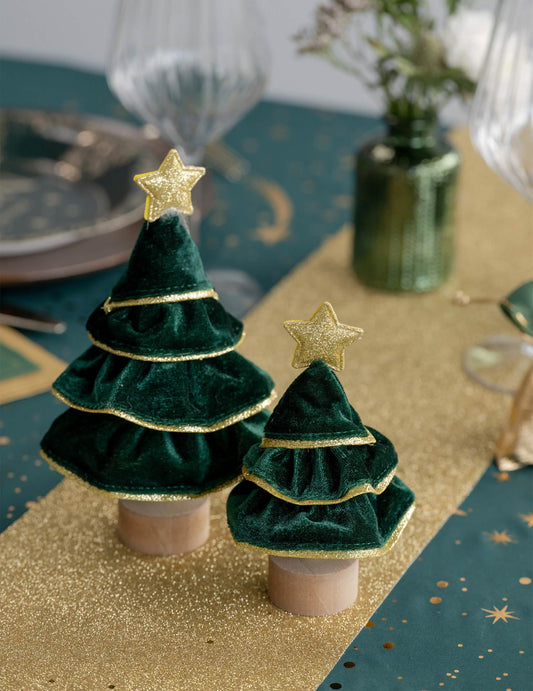 Árbol con purpurina verde abeto 10 x 18,5 cm