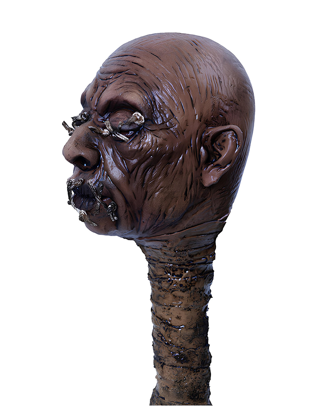 Vue de profil du sceptre tête vaudou luxe