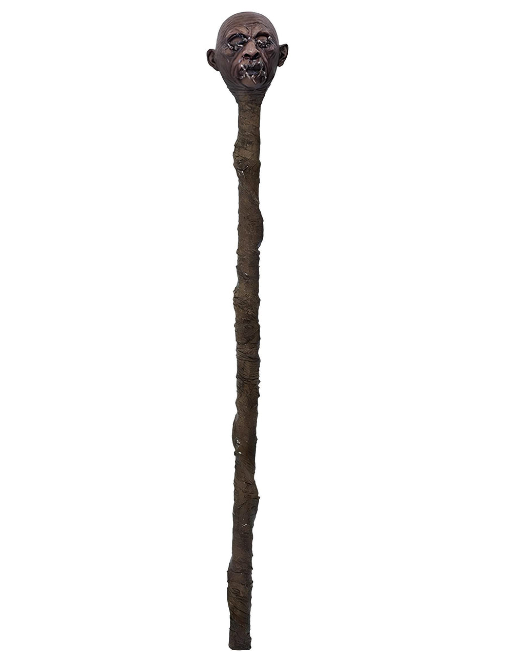 Sceptre tête vaudou luxe pour adulte marron avec tête réduite