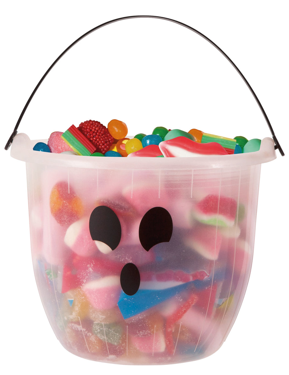 Seau à bonbons fantôme pour enfant blanc phosphorescent