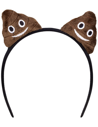 Serre-tête caca pour adulte marron avec peluches souriantes