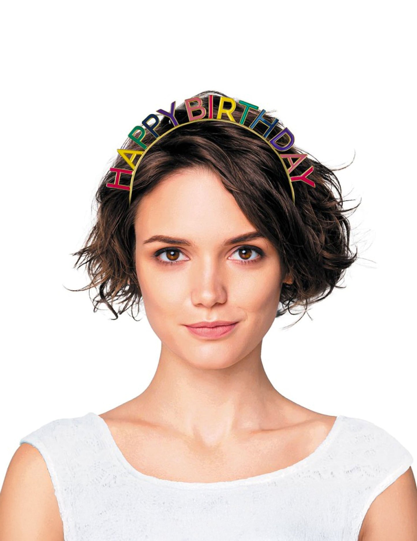 Serre-tête Happy Birthday pour adulte multicolore doré