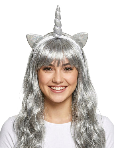 Diadema unicornio plata adulto