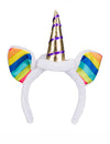 Serre-tête licorne pour adulte avec oreilles multicolores et corne dorée