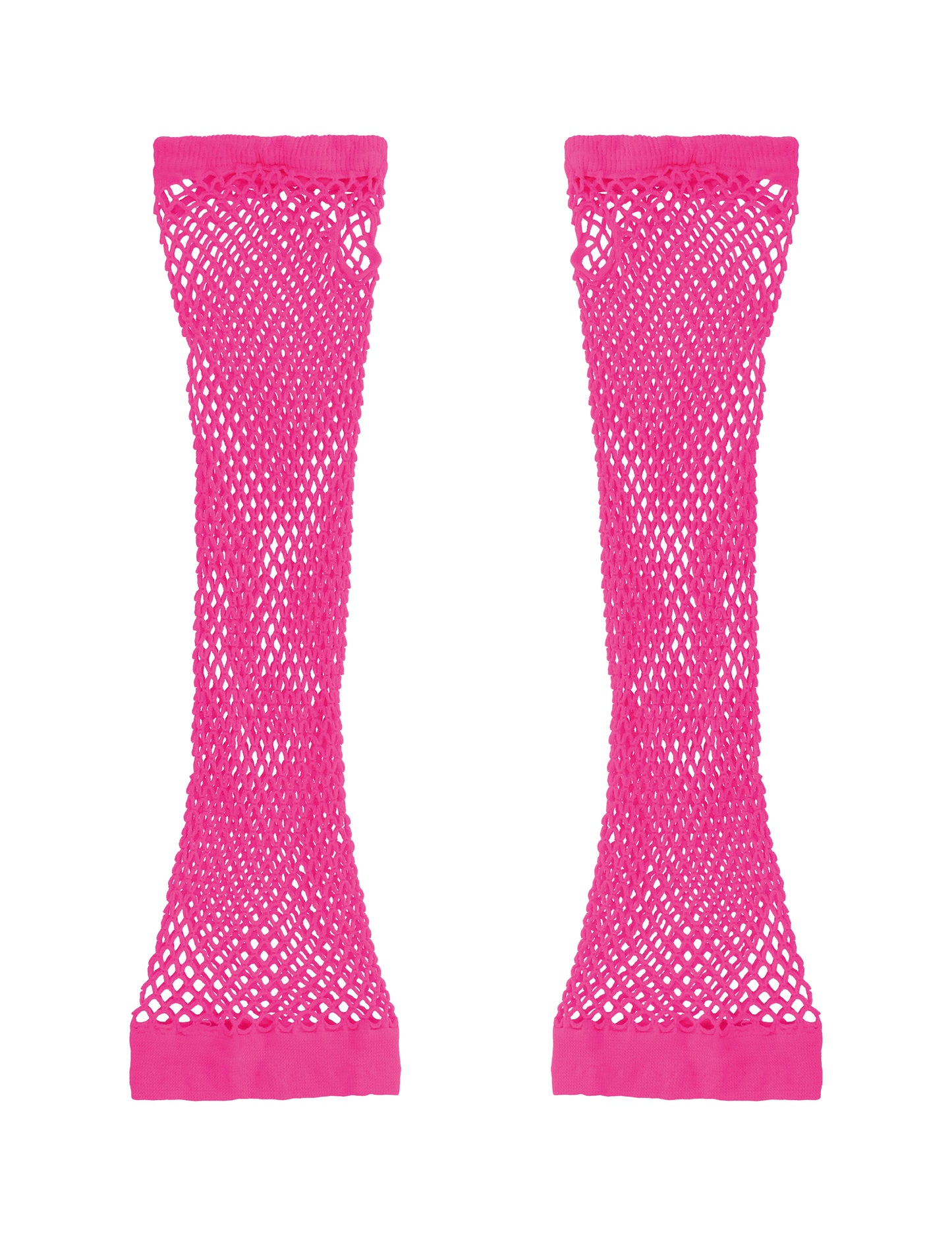Mitaines en résille rose fluo du set accessoires années 80 pour adulte