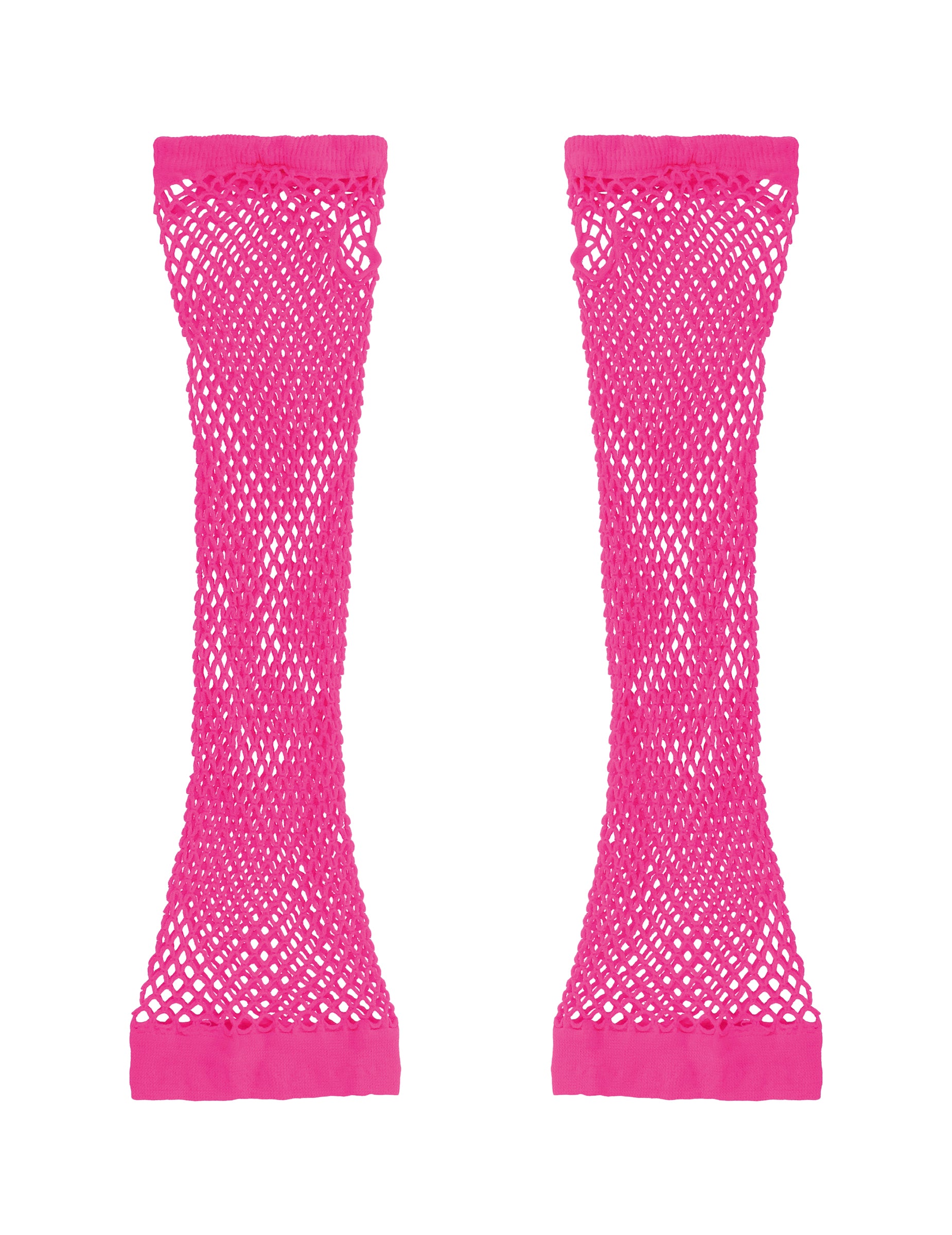 Mitaines en résille rose fluo du set accessoires années 80 pour adulte