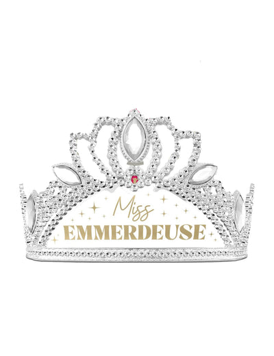 Détail du diadème du set accessoires miss emmerdeuse écharpe et diadème