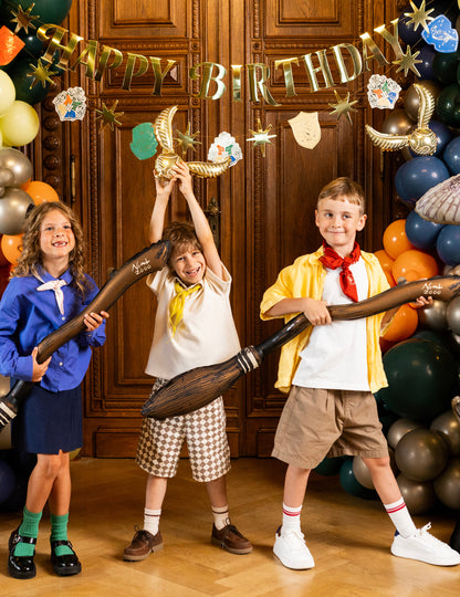 Set de 2 globos de papel de aluminio Harry Potter™ Escoba y Snitch dorada