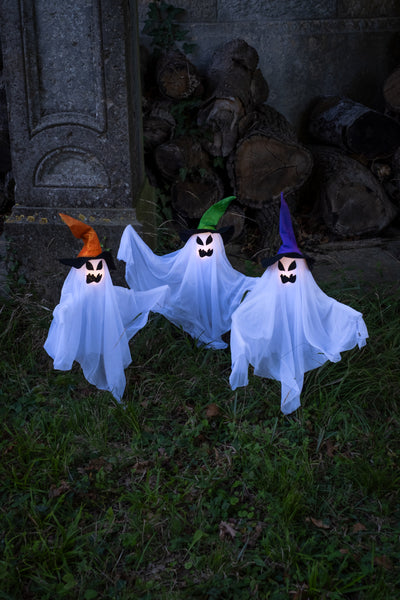 Set de 3 fantasmas luminosos con estacas de 68 cm