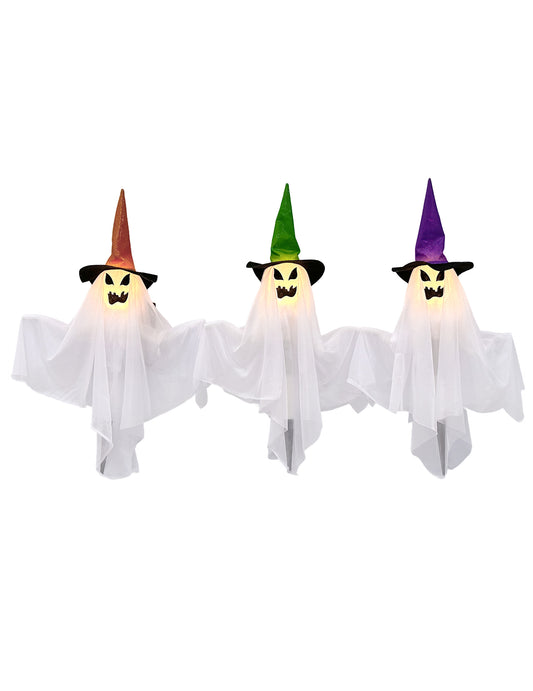 Set de 3 fantasmas luminosos con estacas de 68 cm