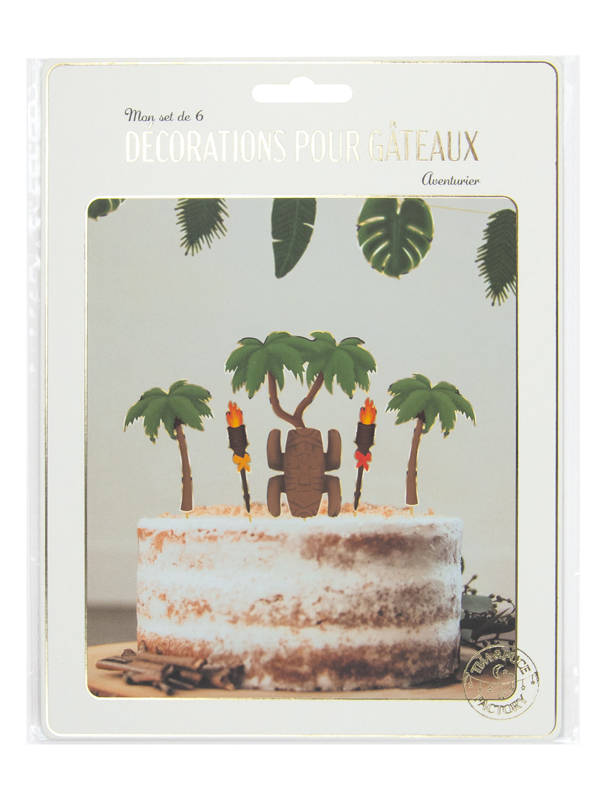 Vue dans son emballage des décorations pour gâteau aventurier