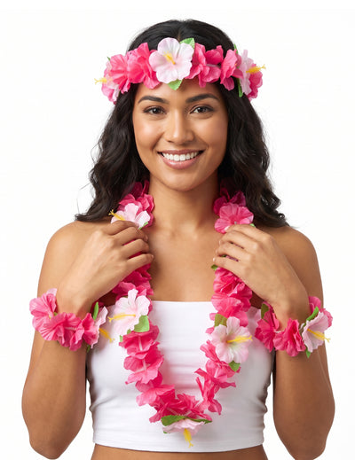 Set Hawái rosa adulto