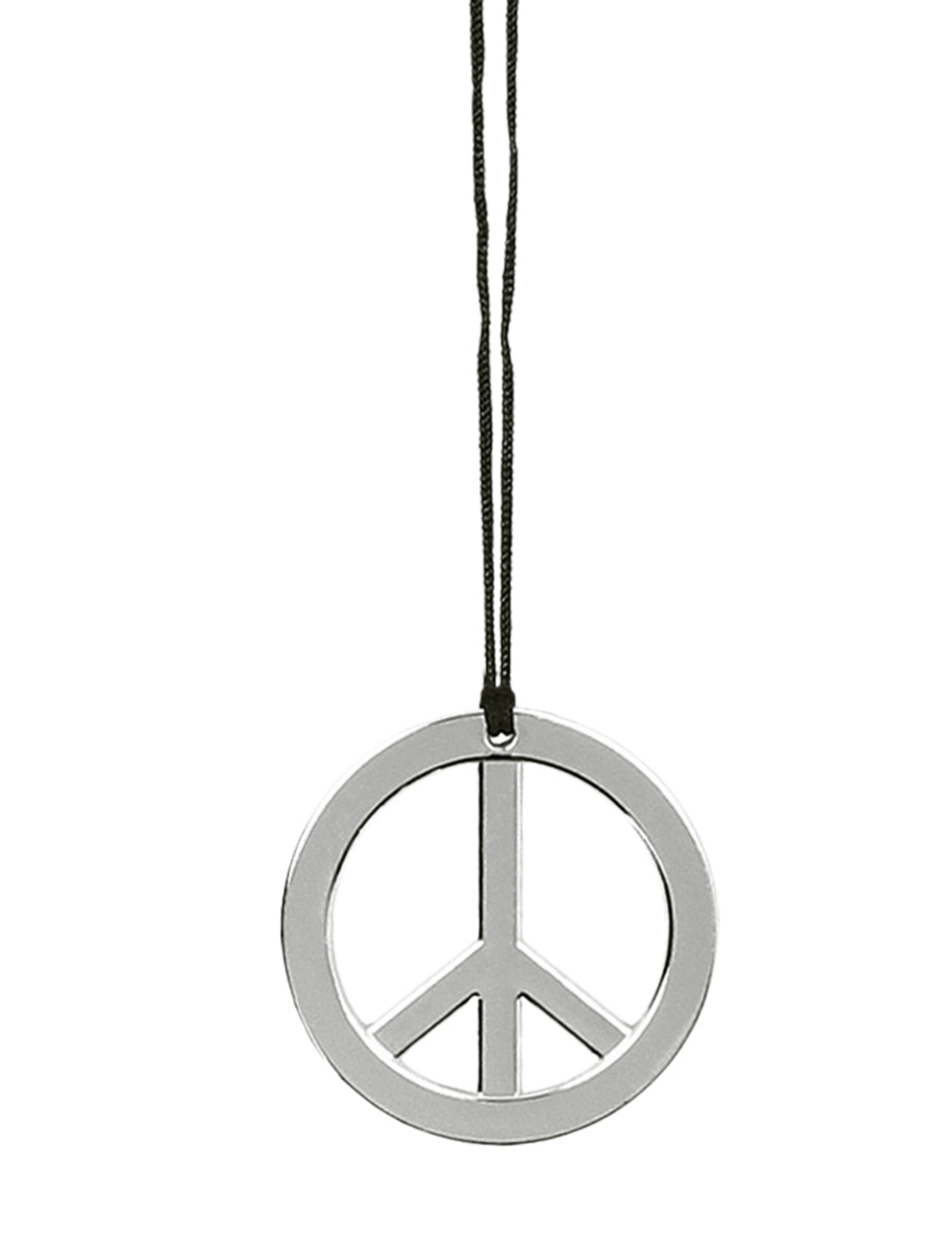 Détail du collier peace and love du Set Hippie pour adulte