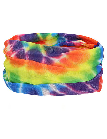 Tour de cou multicolore à motif tie-dye du set hippie pour adulte