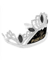 Detalle del diadema plateado del set de bufanda y diadema Miss Perfecta