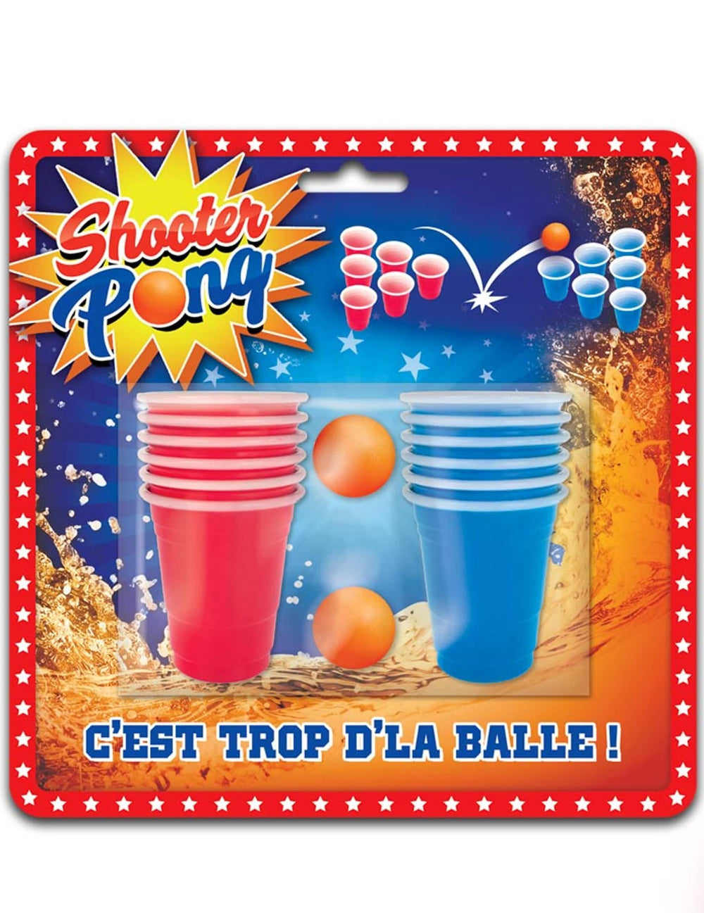 Kit de Shooter Pong para adulto rojo y azul con dos bolas naranja