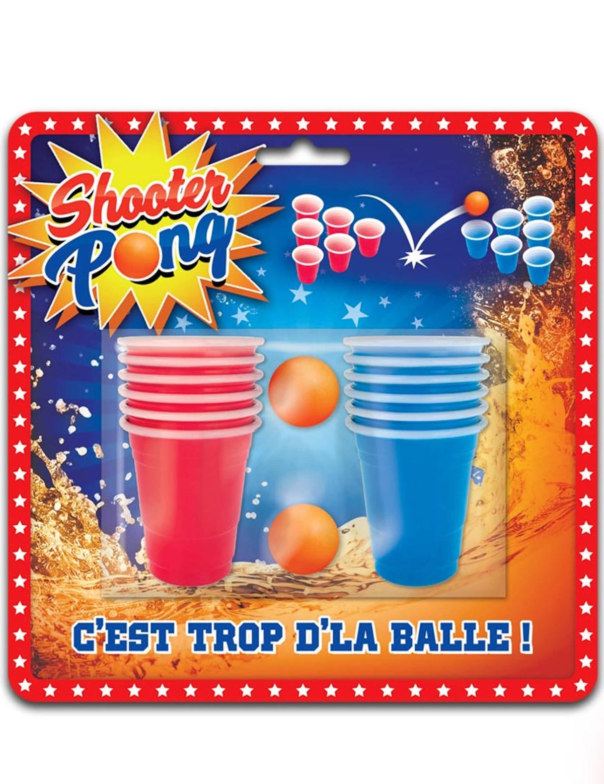 Kit de Shooter Pong para adulto rojo y azul con dos bolas naranja