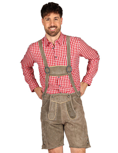 Pantalón corto bávaro tradicional gris premium hombre
