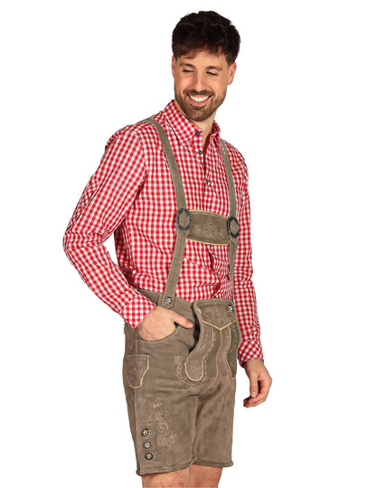 Pantalón corto bávaro tradicional gris premium hombre