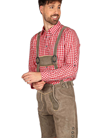 Pantalón corto bávaro tradicional gris premium hombre