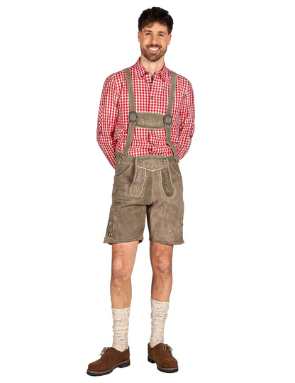 Pantalón corto bávaro tradicional gris premium hombre