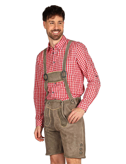 Pantalón corto bávaro tradicional gris premium hombre