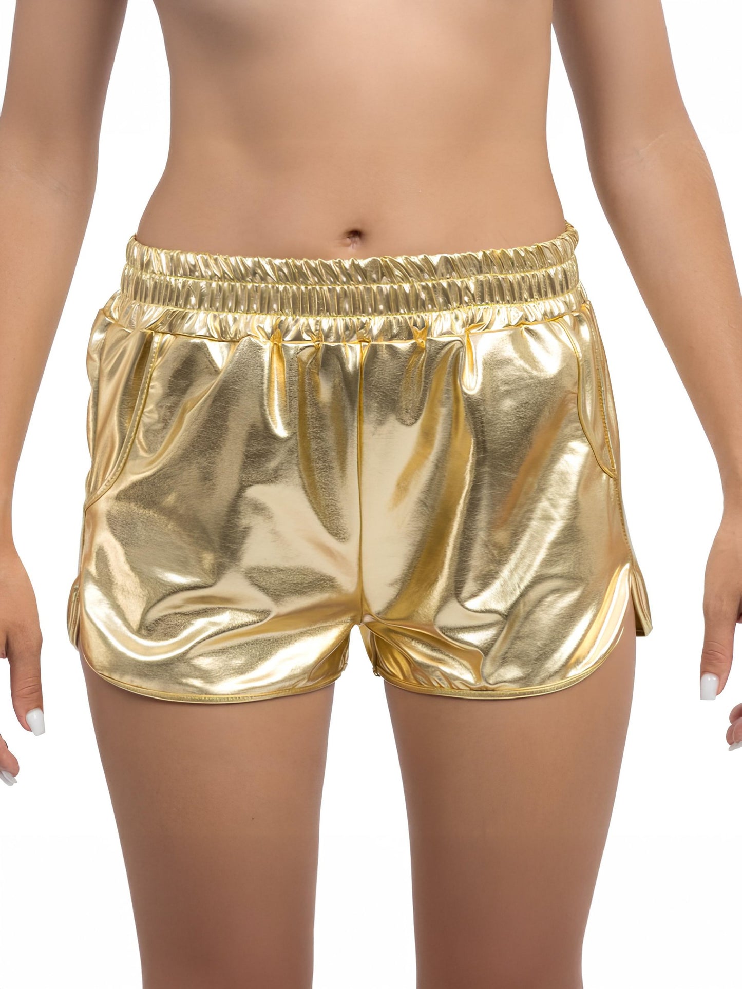 Pantalón corto metalizado dorado para mujer