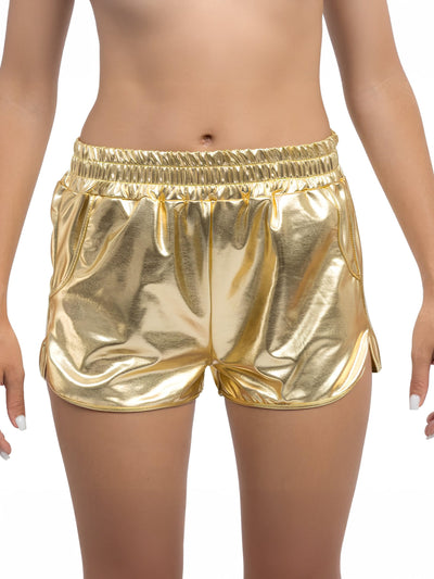 Pantalón corto metalizado dorado para mujer