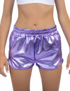 Pantalón corto metalizado violeta para mujer
