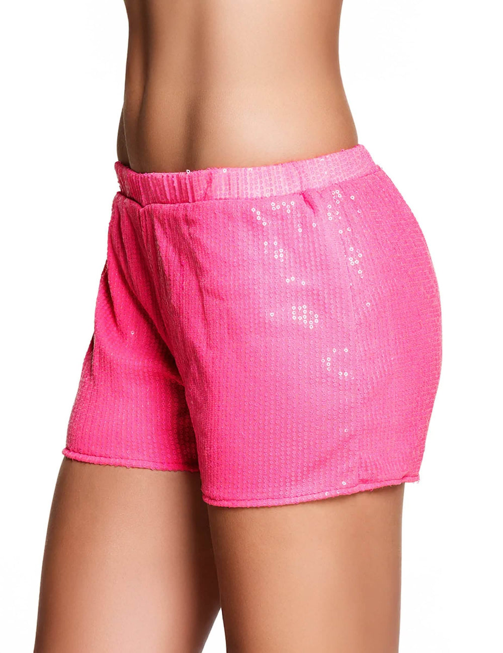 Shorty con lentejuelas para mujer rosa fosforito