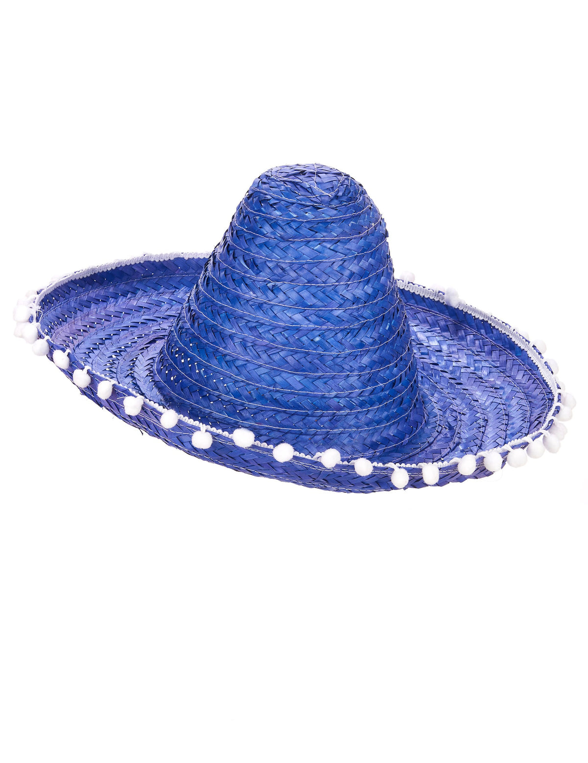 Sombrero azul mexicano pompones adulto