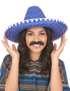 Sombrero azul mexicano pompones adulto