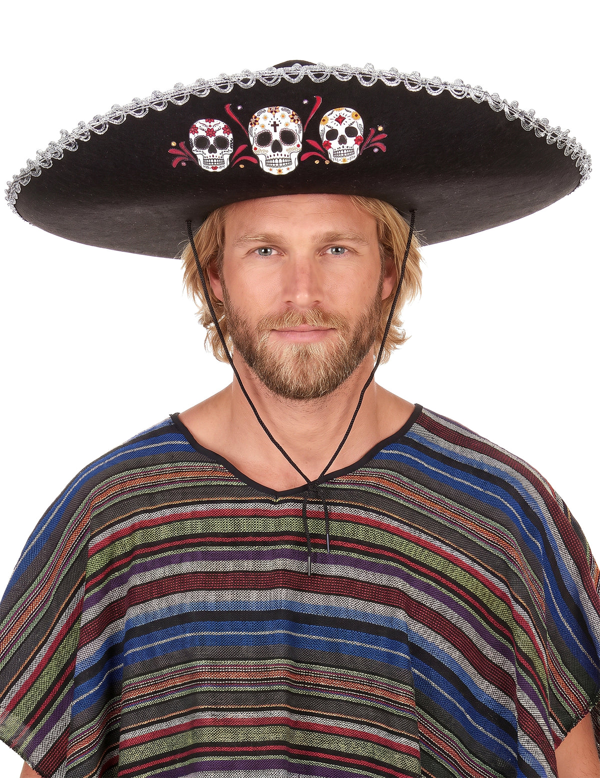 Sombrero negro y plateado Día de los Muertos adulto